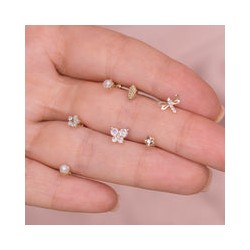 mini margarita con zirconia en Oro 10k