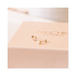 mini redondo con perla en Oro 10k