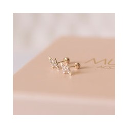 mini rayo con zirconias Oro 10k