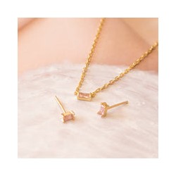 Arete mini Baguette Rosa