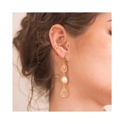 Arete Roxxana Cuarzo Rosa y Perla