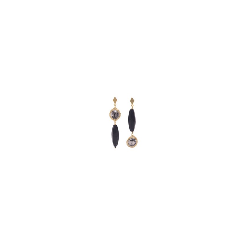 Arete Onix con Cuarzo Rutilado Mix