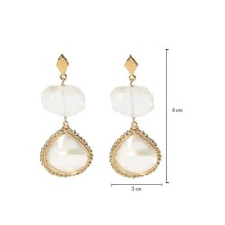 Arete Cuarzo y concha enmarcada