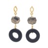 Arete pirita con aro onix
